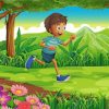 Cartoon Boy Running In Forest Paint By Number