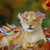 Cute Lion In Leaves Paint By Number