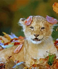 Cute Lion In Leaves Paint By Number