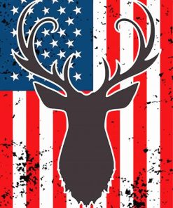 Deer And American Flag Paint By Number