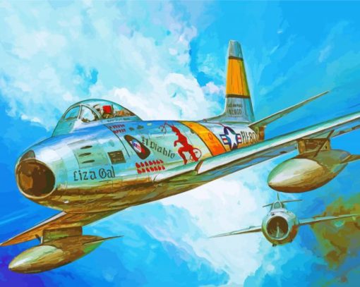 F86 Sabre Jet Fighter Paint By Number