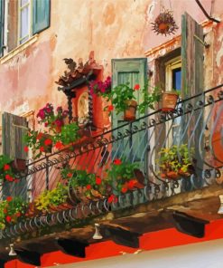 Flower Balcony Italy Art Paint By Number