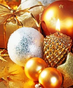 Gold Christmas Ornaments Paint By Number