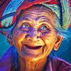 Happy Old Laughing Lady Paint By Number