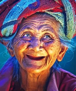 Happy Old Laughing Lady Paint By Number