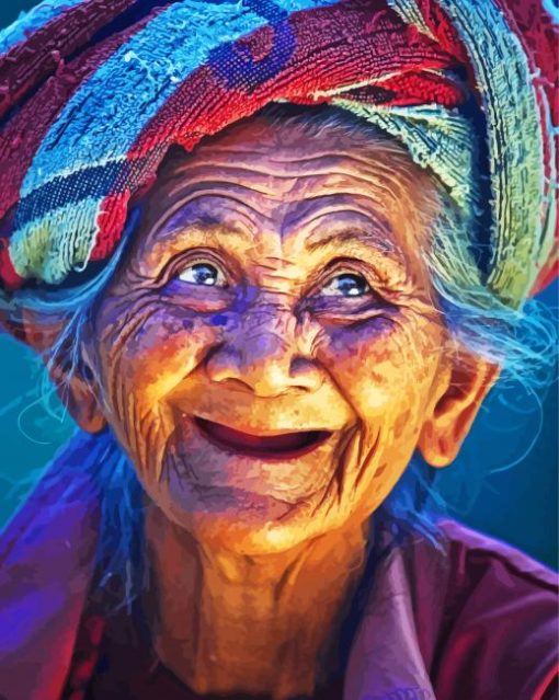 Happy Old Laughing Lady Paint By Number