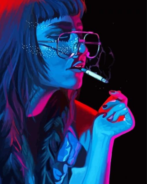 Neon Girl Smoking Paint By Number