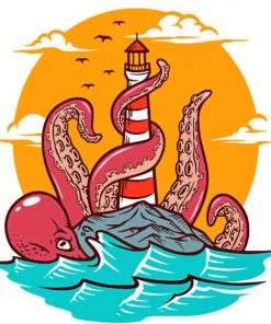 Octopus And Lighthouse Paint By Number