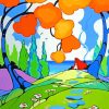 Orange Tree By The Sea By Clarice Cliff Paint By Number