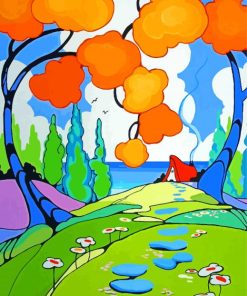 Orange Tree By The Sea By Clarice Cliff Paint By Number