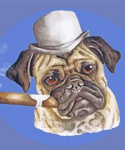 Pug With A Cigar Illustration Paint By Number