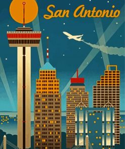 San Antonio Texas Poster Paint By Number