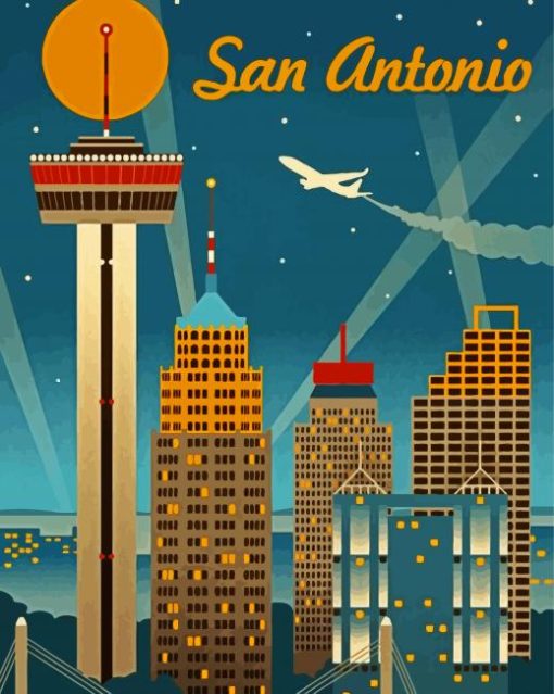 San Antonio Texas Poster Paint By Number