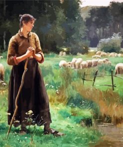 Sheep Farmer Lady Paint By Number