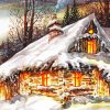 Snow Winter Cottage Art Paint By Number