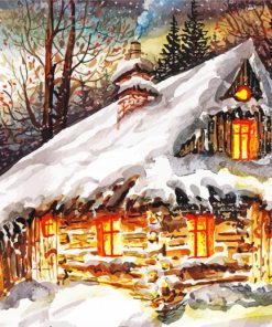 Snow Winter Cottage Art Paint By Number