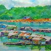 Watercolor Floating Village Paint By Number