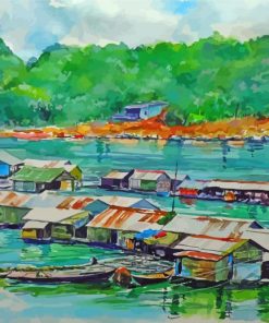 Watercolor Floating Village Paint By Number