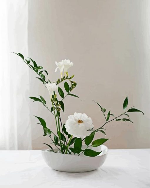 White Ikebana Flower Paint By Number