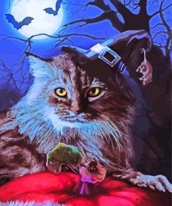 Witch Cat At Night Paint By Number