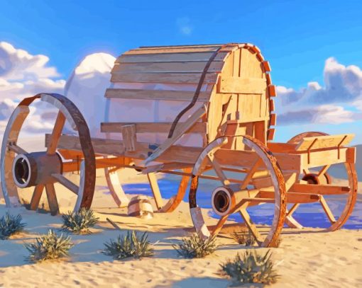 Wooden Western Wagon Paint By Number