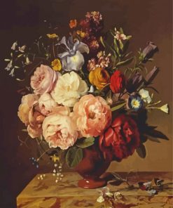 A Vase Of Flowers On A Ledge Van Dael Paint By Number