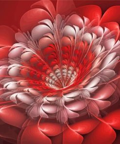 Abstract Red Fractal Flower Paint By Number