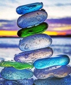 Beach Glass Balanced Stones Paint By Number