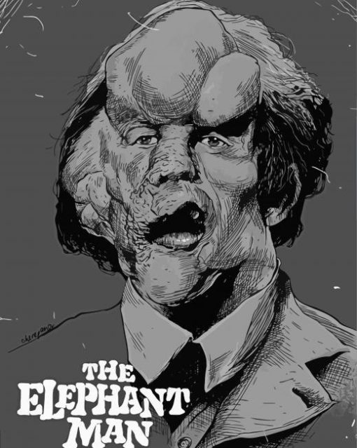 Black And White The Elephant Man Poster Paint By Number