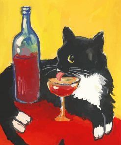 Black Cat And Wine Paint By Number