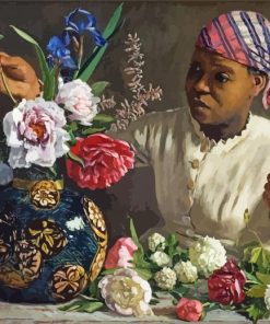 Black Woman With Peonies By Frederic Bazille Paint By Number