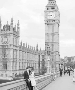 Black And White Couple At Westminster Bridge Paint By Number