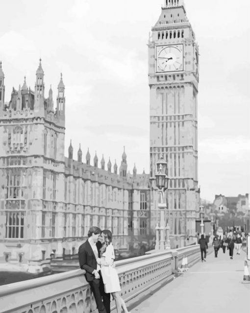 Black And White Couple At Westminster Bridge Paint By Number