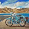 Blue Motorcycle By Lake Paint By Number