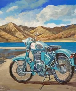 Blue Motorcycle By Lake Paint By Number