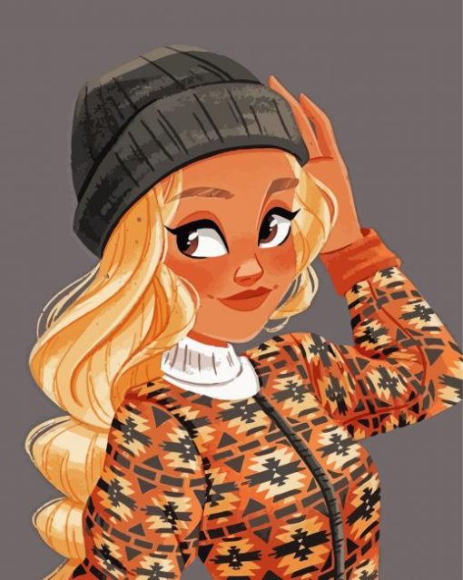 Cartoon Lady Illustration Paint By Number