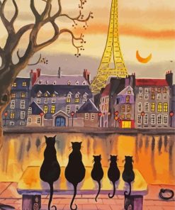 Cat Family In Paris Paint By Number