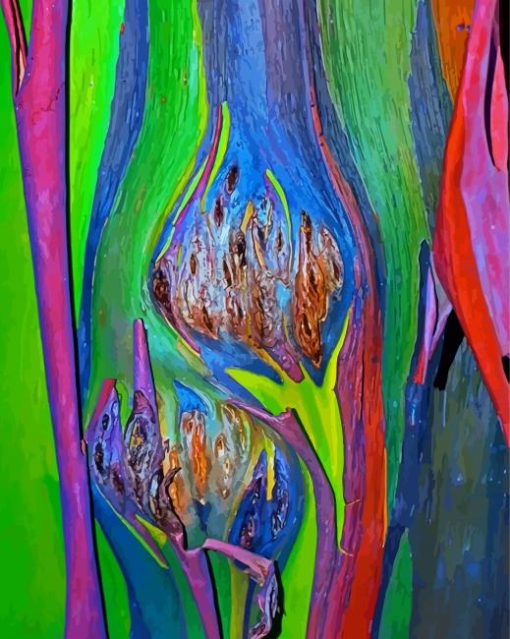 Close Up Rainbow Eucalyptus Tree Paint By Number