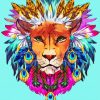 Colorful Lion Feathers Paint By Number