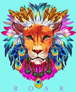 Colorful Lion Feathers Paint By Number