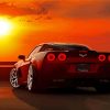 Corvette Car And Sunset Paint By Number