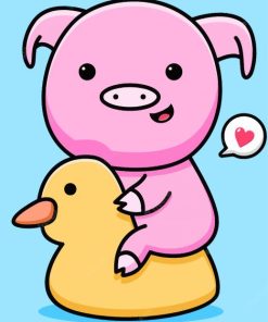 Cute Pig And Duck Paint By Number