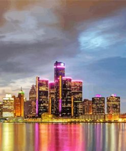 Detroit Skyline Paint By Number