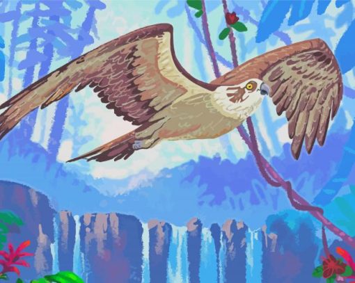 Eagle Over Waterfall Art Paint By Number