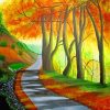 Fall Tree Lined Autumn Road Paint By Number