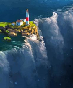 Fantasy Lighthouse Waterfall Paint By Number