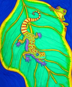 Frog And Gecko On Leaf Art Paint By Number