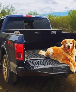 Golden Retriever Ride In Truck Paint By Number