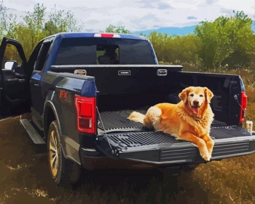 Golden Retriever Ride In Truck Paint By Number