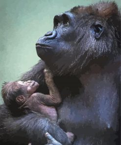 Gorilla Mother And Her Baby Animals Paint By Number